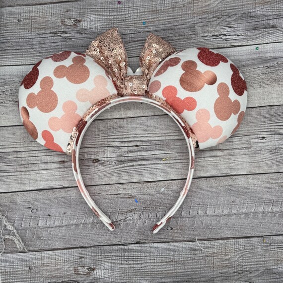 Rose Gold Sequin Minnie Mouse Ears - Hidden Mickey Castle - Etsy display picture 1