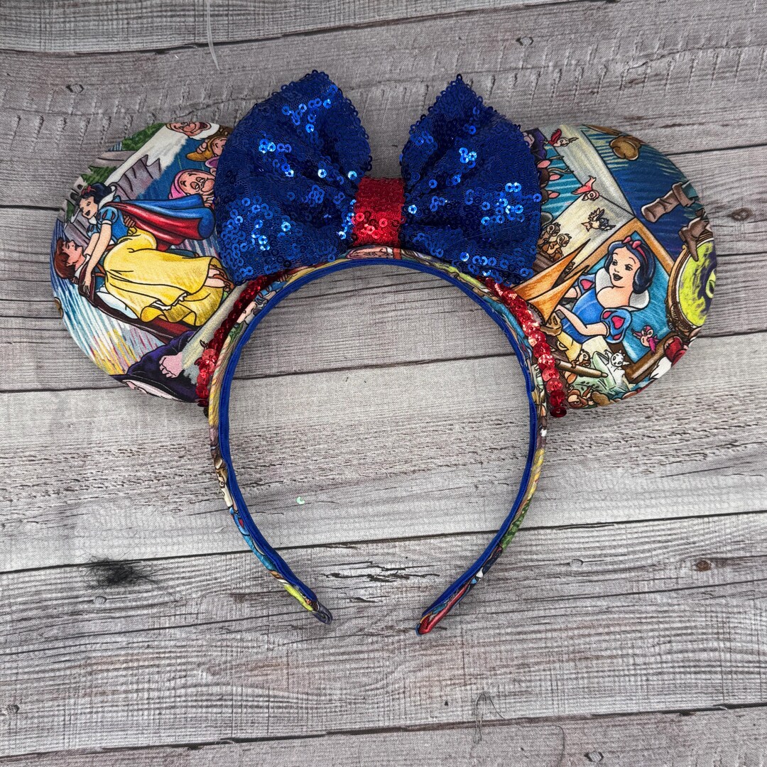 Snow White Mouse Ears: Sequin Bow, Seven Dwarves Headband - Etsy