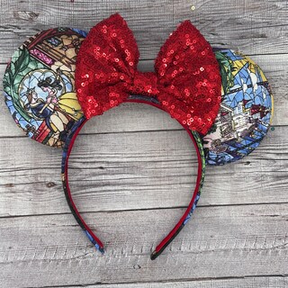 Fascia Per Capelli Con Orecchie Di Minnie Per Halloween – Fiocco E Orecchie Di Topo Con Paillettes, Accessorio Donna E Ragazza Per Feste In Maschera
