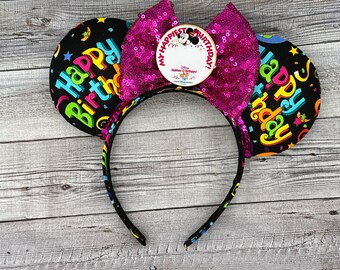 Buon compleanno Orecchie di Minnie – Fiocco di paillettes, Cappellino da festa