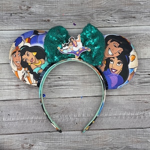 Aladdin & Jasmine Mouse Ears - jasmine, genie, jafar, sultan, rajah, Minnie, Mouse, , agrabah, magic kingdom