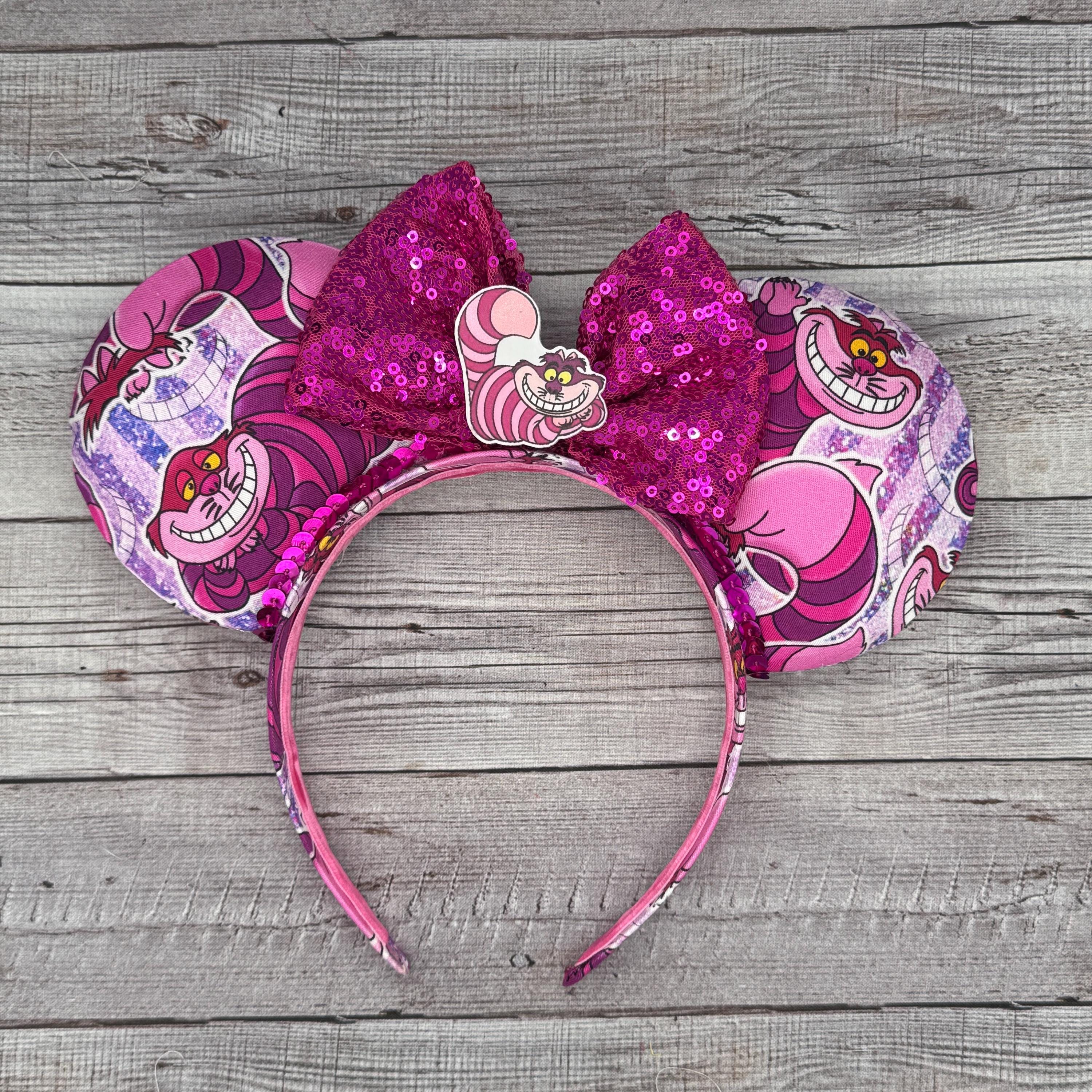 Cheshire Cat Mouse Ears – Pink Sequin Bow, Alice in  display picture 3