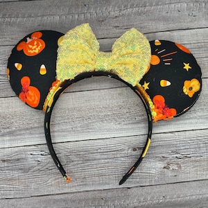 Pumpkin Halloween Mouse Ears - Spiderweb, Minnie, Mouse, Jack o Lantern,  World, Disneyland