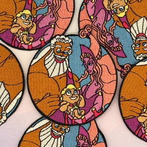 Zeus, Hera och baby Herkules broderad stryklapp