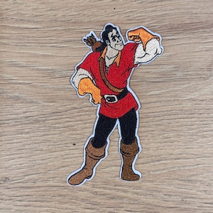 Gaston Iron-on Patch -PIxar, , Jacket, Backpack, Hat, Belle, Beauty and the Beast, Rose, Stained Glass