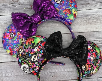 Op COCO geïnspireerde muisoren - halloween, dia de los muertos, mexico, miguel, minnie, mouse, mexico