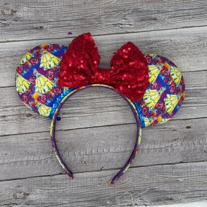 Belle Floral Minnie Ears - Belle, Mouse, Minnie, Mouse, beauty and the beast, Princess