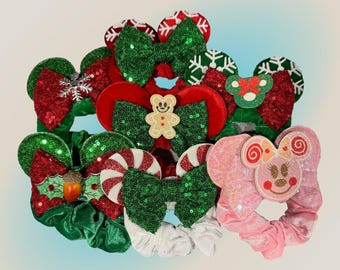 Christmas Mouse ear scrunchies