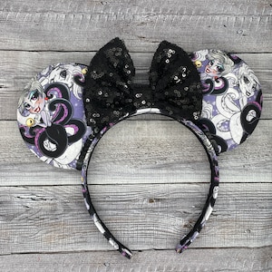 Ursula Pin Up Villain Ears - Minnie Mouse, halloween, ariel, little mermaid, octopus, flotsam and jetsam
