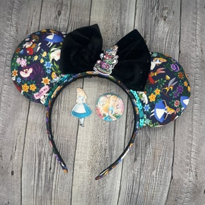 Alice in wonderland Mouse Ears Minnie, Mouse, , fantasyland, white rabbit, princess,tea, mad hatter image 3