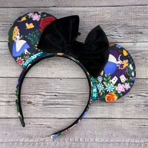 Alice in wonderland Mouse Ears Minnie, Mouse, , fantasyland, white rabbit, princess,tea, mad hatter image 8