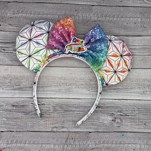 Spaceship Earth Epcot Ball Mouse Ears - , minnie, figment, Epcot, space, rides, rainbow, arts