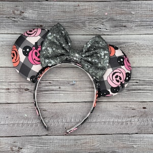 Plaid Pumpkin Mouse Ears - Minnie, Thanksgiving, Fall, Harvest, Halloween, Sunflower