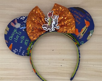 Orejas de Zootopia: Orejas de ratón de Nick y Judy con lazo de lentejuelas