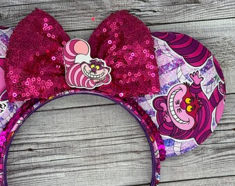 Cheshire Cat Mouse Ears – Pink Sequin Bow, Alice in  display picture 2