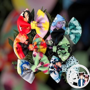 Villains Puff Bows - hair Clip, Baby Headband, jack, sally, zero, halloween