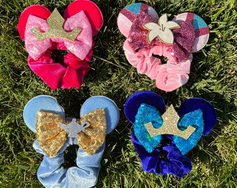 Mouse ear scrunchies - Classic Princess- Jasmine mulan Aurora