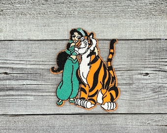 Jasmine & Rajah Iron-on Patch -PIxar, , Jacket, Backpack, Hat, Aladdin