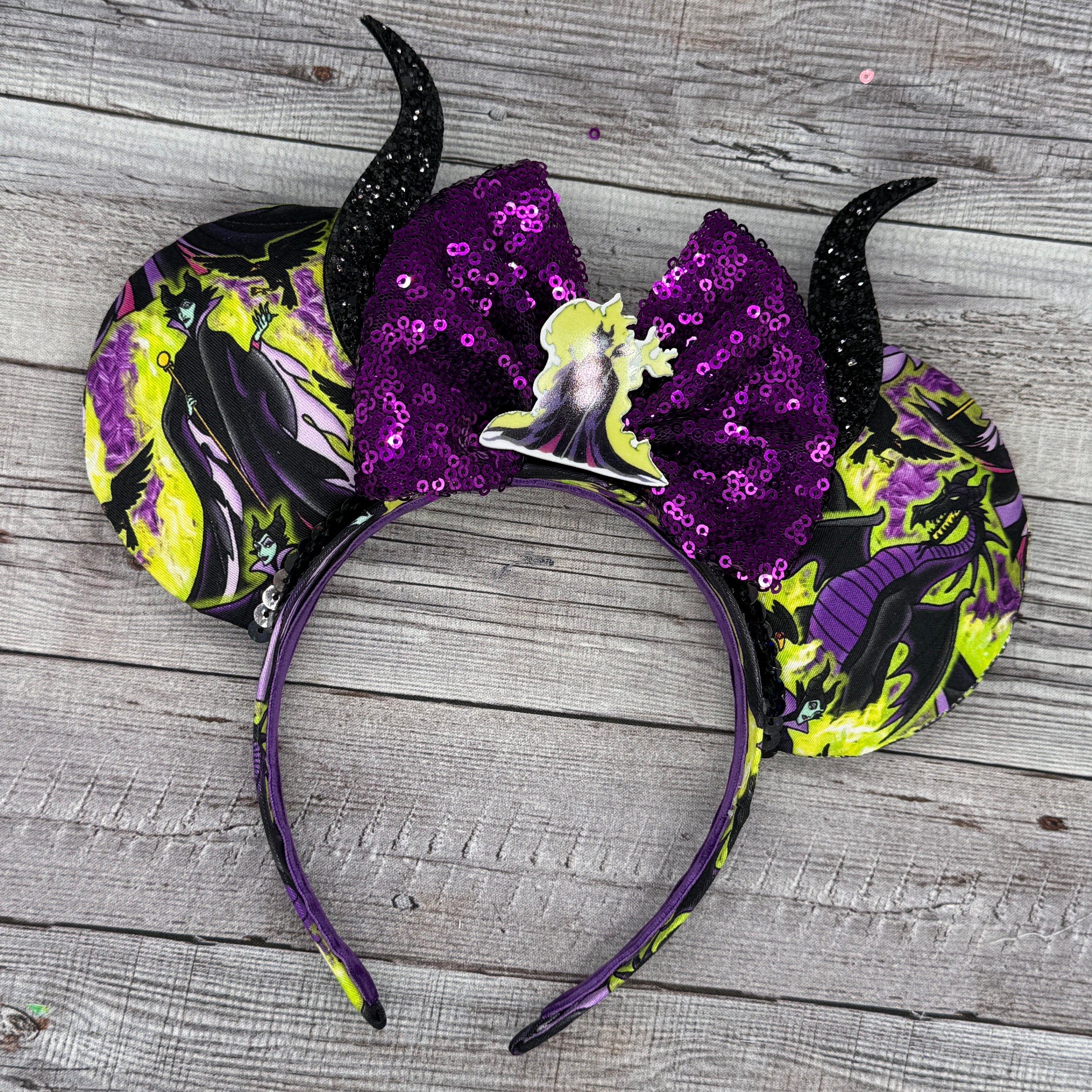 Disney Parks Minnie Mouse Ears Sleeping Beauty Maleficent Horns Headband Amazon.com: Seamoy Sequin Mouse Ears Headband,Halloween Mice  main image 3