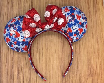 Red and Blue Confetti Mouse Ears - Classic , Disneyland  display picture 3