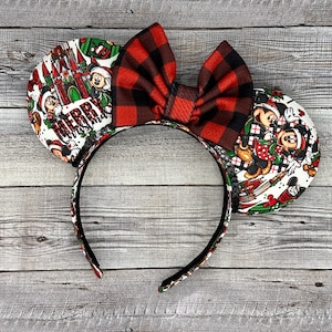 Ready to Ship -  Buffalo Plaid Christmas  Mouse Ears - winter, mouse, red, black, trendy ready to ship