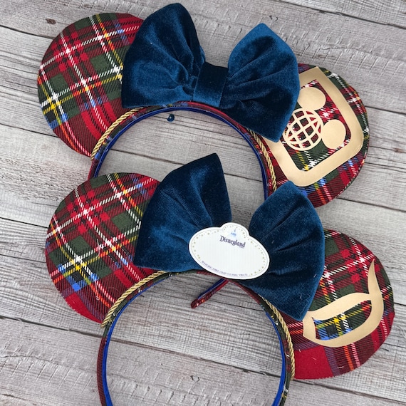 Tour Guide Vip Mouse Ears – Tartan Flannel, Navy Velvet Bow  display picture 1