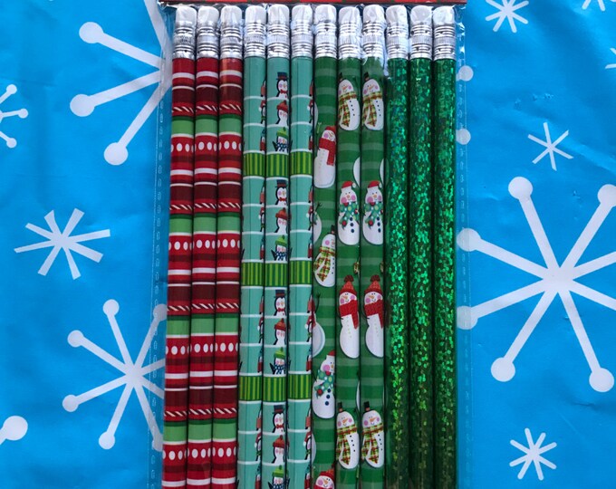 Beautiful Set of 12 Christmas Pencils Premium Wood Latex Etsy