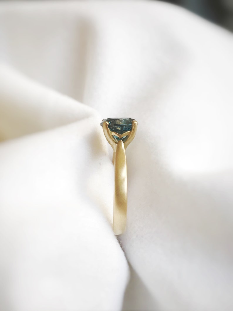 2.1 Carat Blue Salt and Pepper Diamond Engagement Ring in 18k Yellow Gold image 4