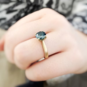 2.1 Carat Blue Salt and Pepper Diamond Engagement Ring in 18k Yellow Gold image 1