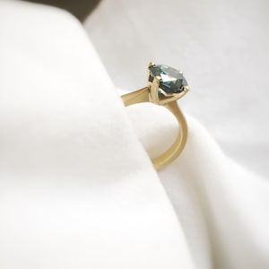 2.1 Carat Blue Salt and Pepper Diamond Engagement Ring in 18k Yellow Gold image 3