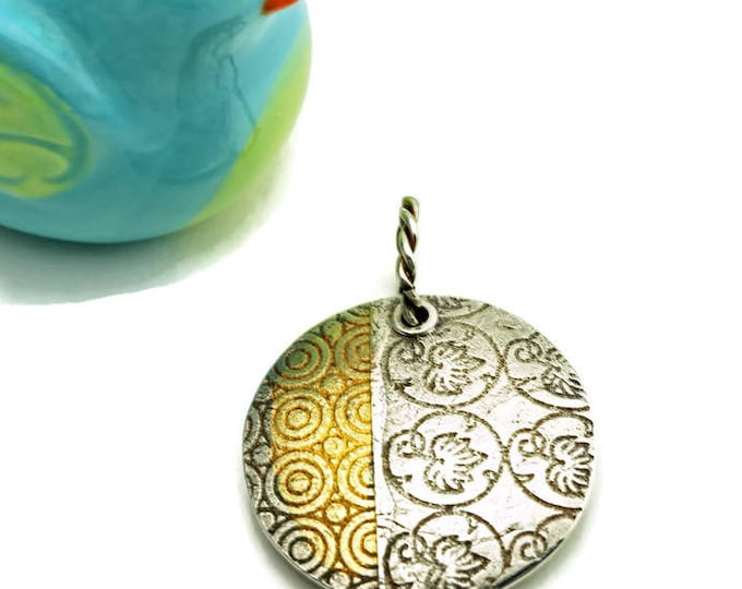 Ivy Floral and Circles Pendant Necklace Reversible