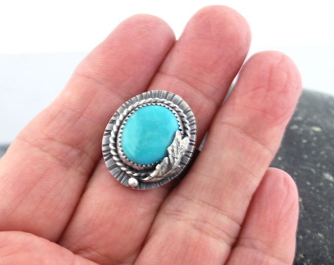 Turquoise Leaf Adjustable Ring