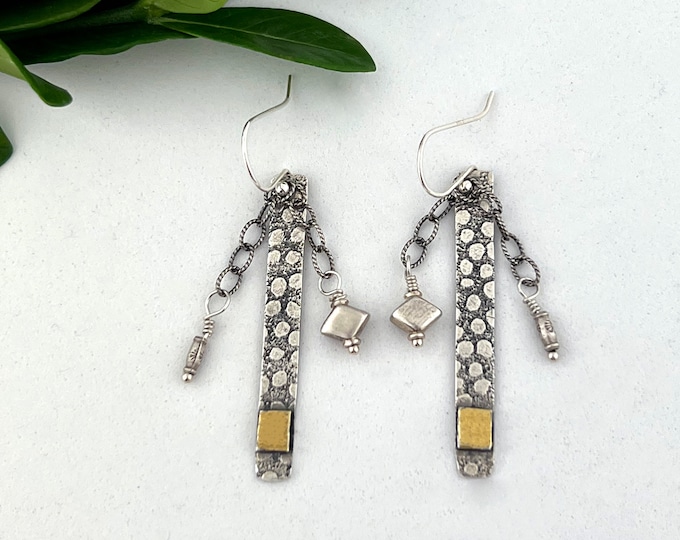 Stick Earrings in Silver and Gold