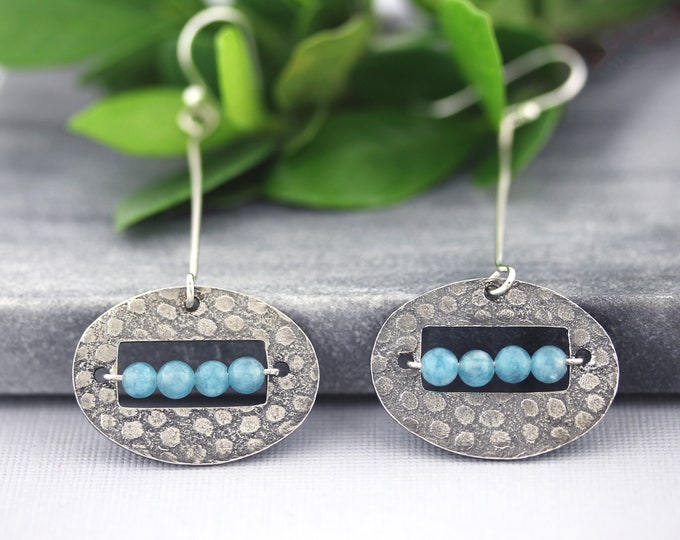 Modern Aquamarine Silver Earrings