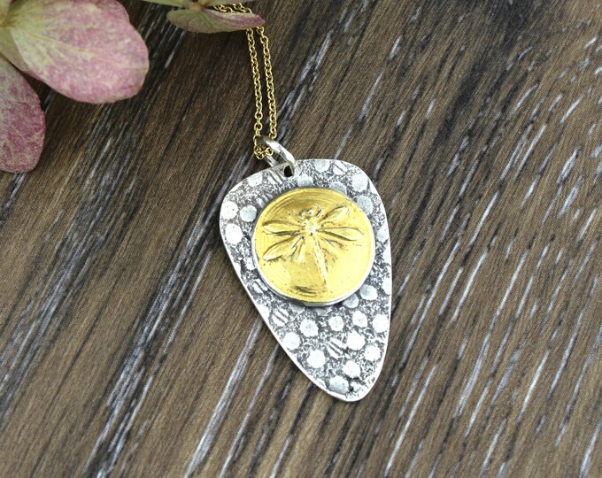 Antique Button Dragonfly Pendant