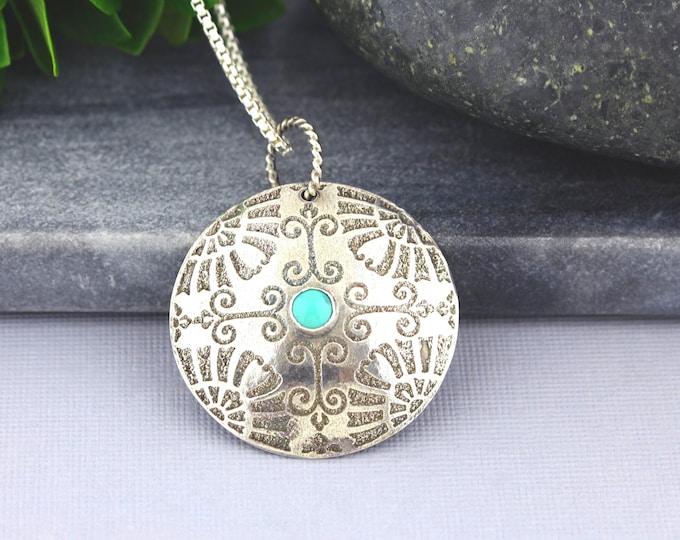 Turquoise Mandala Pendant Necklace