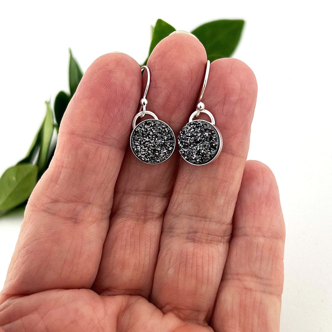 Silver Druzy Earrings