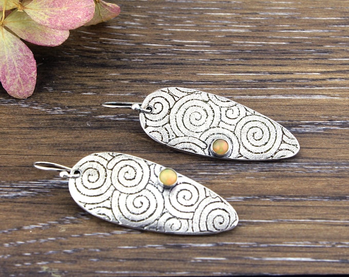 Opal Silver Paisley Earrings