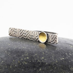 Sun and Sand Bar Ring, Modern Statement Ring, Mixed Metal Silver and Gold Ring, Contemporary Keum boo Ring, Gift for her