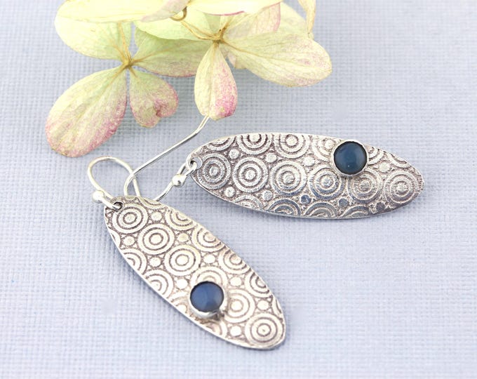 Blue Jade Silver Earrings