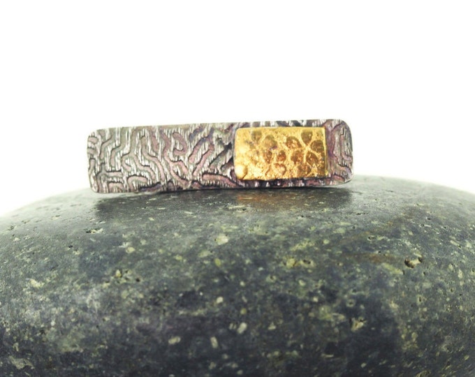 Mixed Metal Silver and Gold Bar Ring