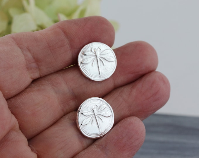 Silver Dragonfly Studs