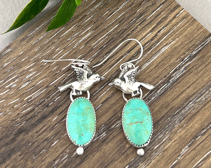 Soaring Silver Birds and Royston Turquoise Earrings