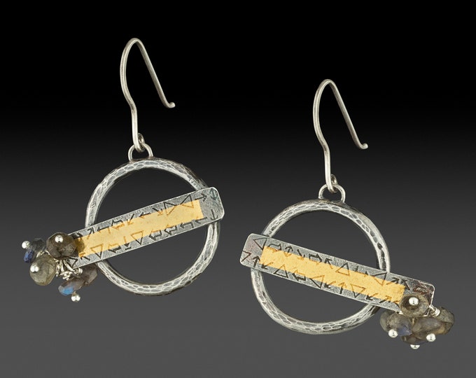 Labradorite Silver and Gold earrings