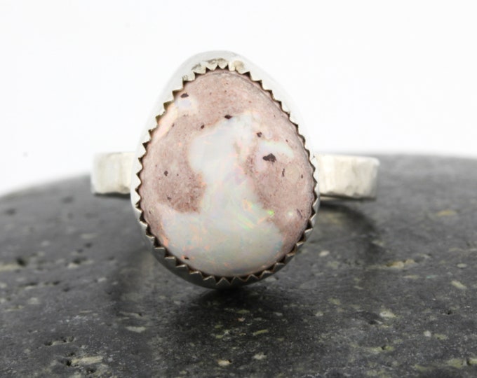 Mexican Opal Gemstone Silver Ring
