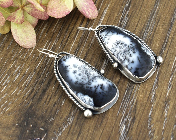 Dendritic Opal Silver earrings