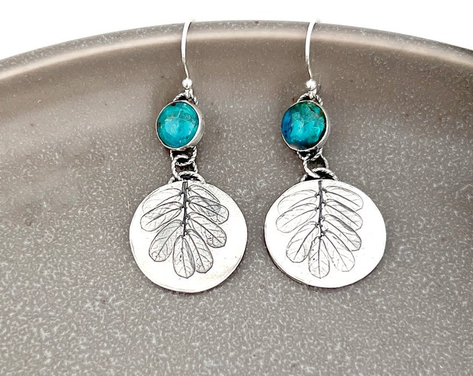 Blue Green Chrysocolla with Dangling Leaves