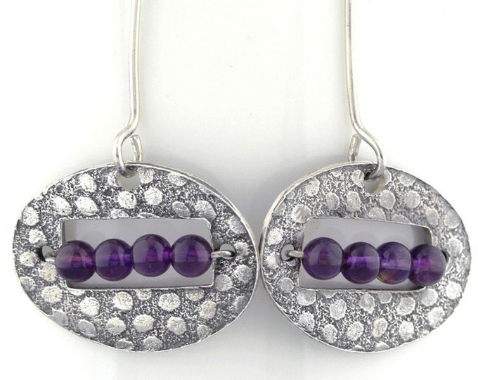 Modern Amethyst Bead Earrings