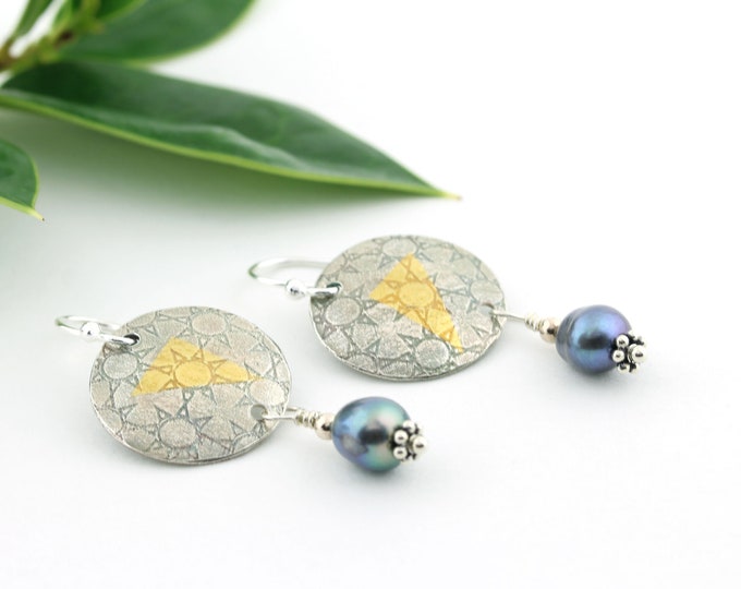 Silver and Gold Pearl Earrings