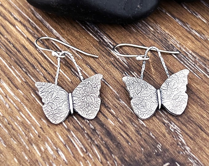 Butterfly Garden Silver Earrings, Gift for Garden Lover, Silver Earrings, Gift for Her
